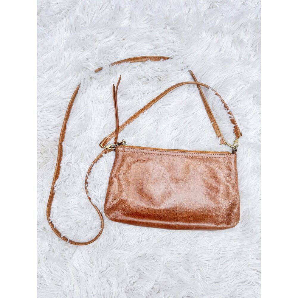 HOBO Darcy Convertible Leather Crossbody Bag Clutch Brown Shimmer Both Straps